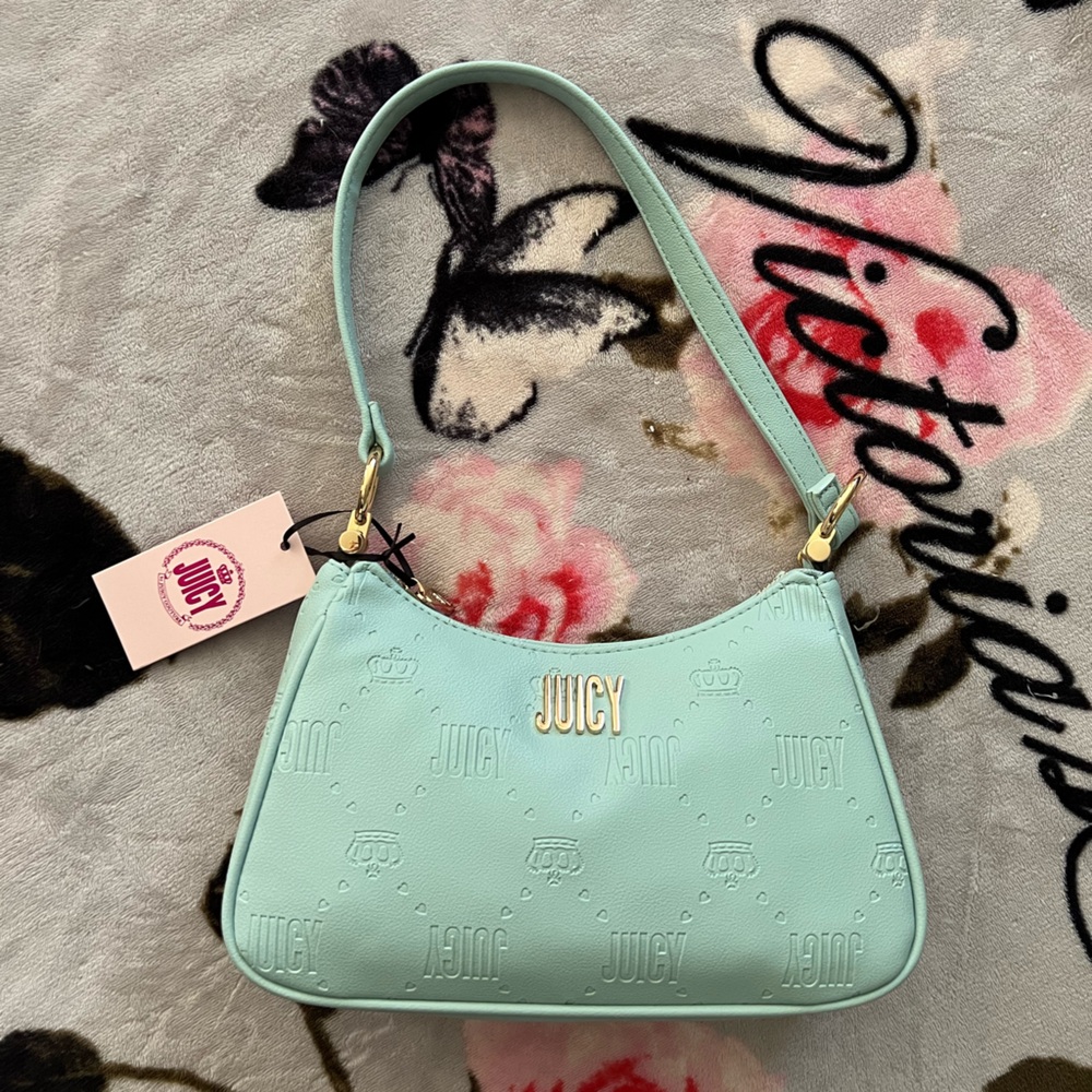 Juicy Couture Green Shoulder Bag with Gold Hardware